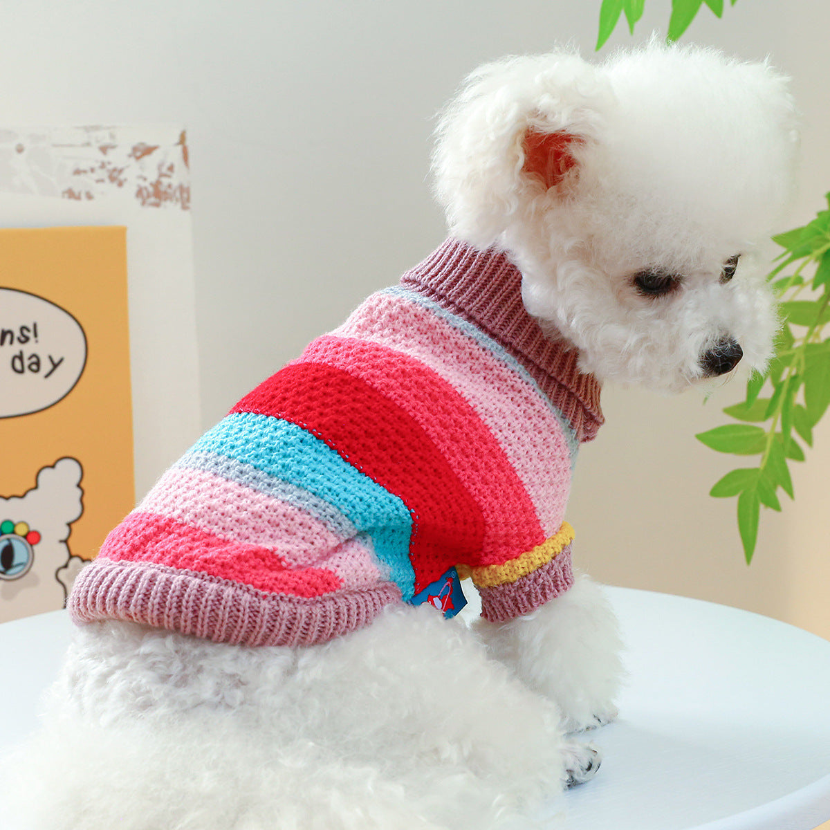 Pet Ring Comfortable Color Stripes Colorful Sweater