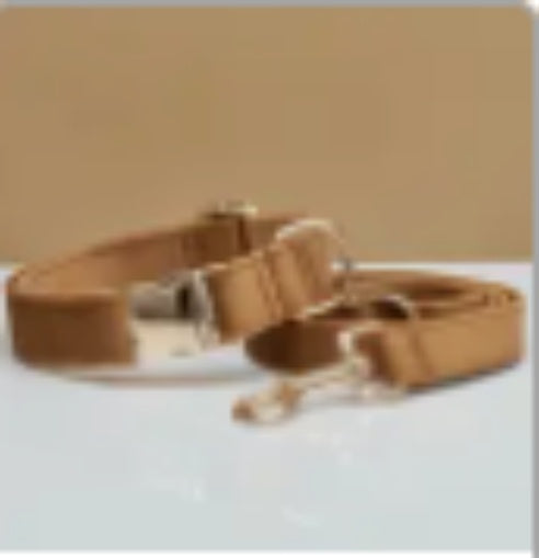 Multiple Colour Velvet Personalise Dog Collar Leash Set With Bow