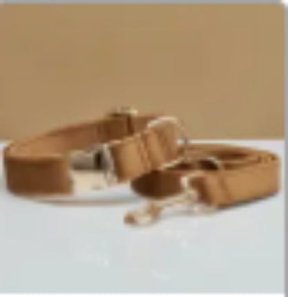 Multiple Colour Velvet Personalise Dog Collar Leash Set With Bow