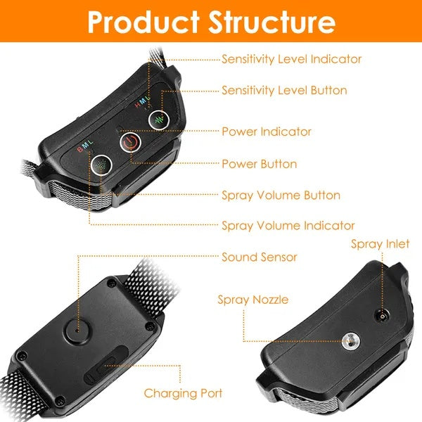 Citronella Bark Collar For Dogs Spray Bark Collar Anti Barking Control For Small Medium Large Dogs IP65 Waterproof No Electric Shocks