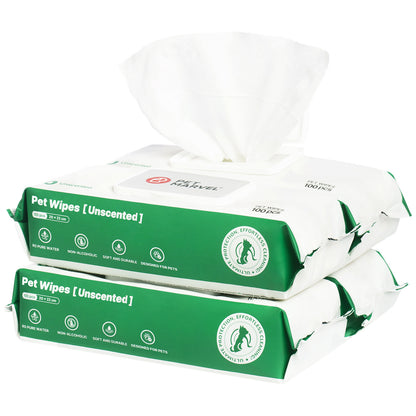 PETMARVEL Silver Ion Antibacterial Dog Cat Wipes Unscented, Hypoallergenic For Paws Butt Face & Ear